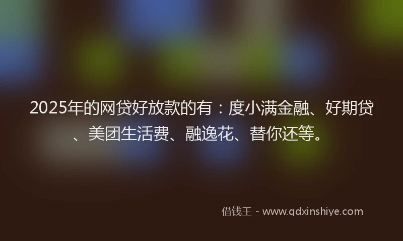 2025年的网贷好放款的有：度小满金融、好期贷、美团生活费、融逸花、替你还等。