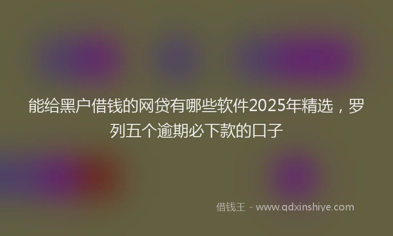能给黑户借钱的网贷有哪些软件2025年精选，罗列五个逾期必下款的口子
