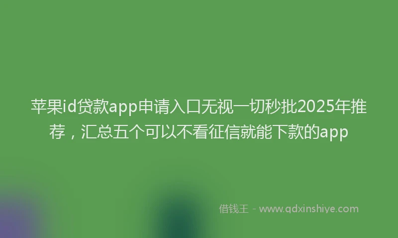 苹果id贷款app申请入口无视一切秒批2025年推荐，汇总五个可以不看征信就能下款的app