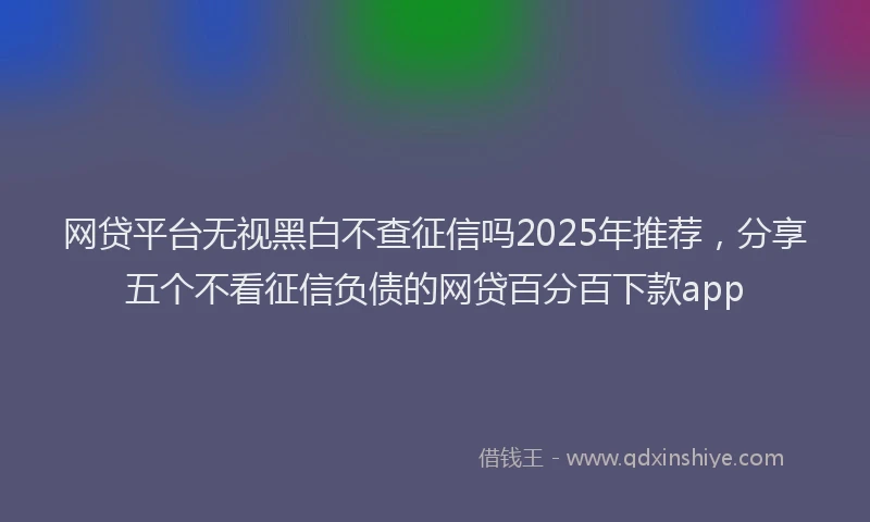 网贷平台无视黑白不查征信吗2025年推荐，分享五个不看征信负债的网贷百分百下款app