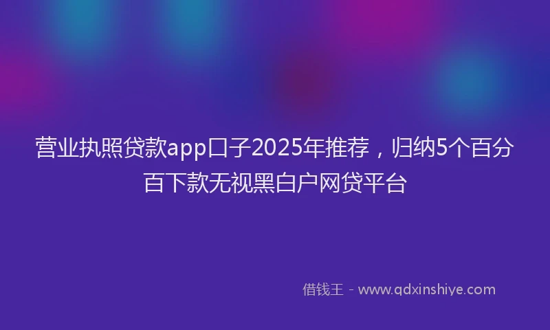 营业执照贷款app口子2025年推荐，归纳5个百分百下款无视黑白户网贷平台