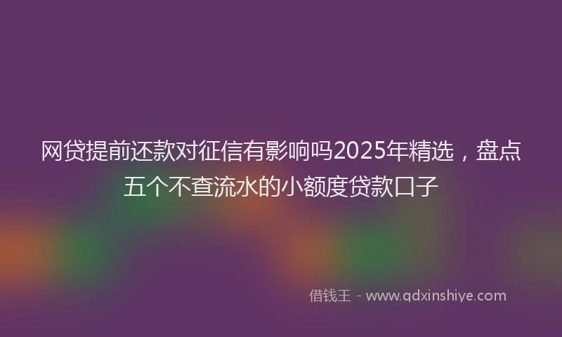 网贷提前还款对征信有影响吗2025年精选，盘点五个不查流水的小额度贷款口子