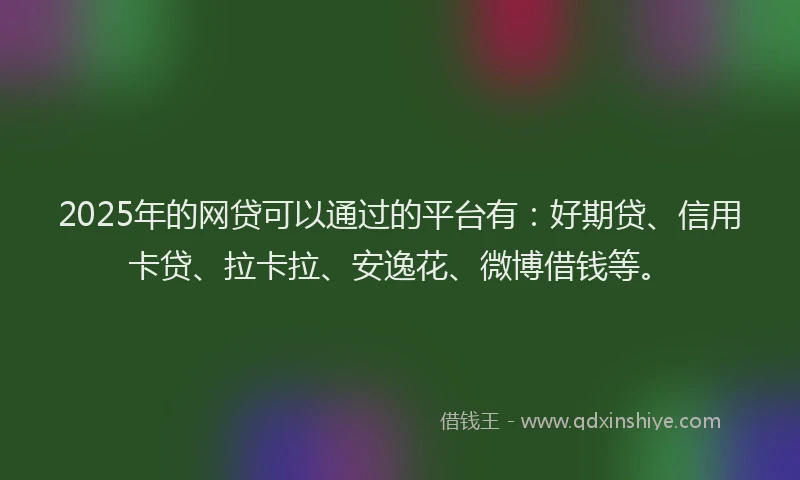 2025年的网贷可以通过的平台有：好期贷、信用卡贷、拉卡拉、安逸花、微博借钱等。