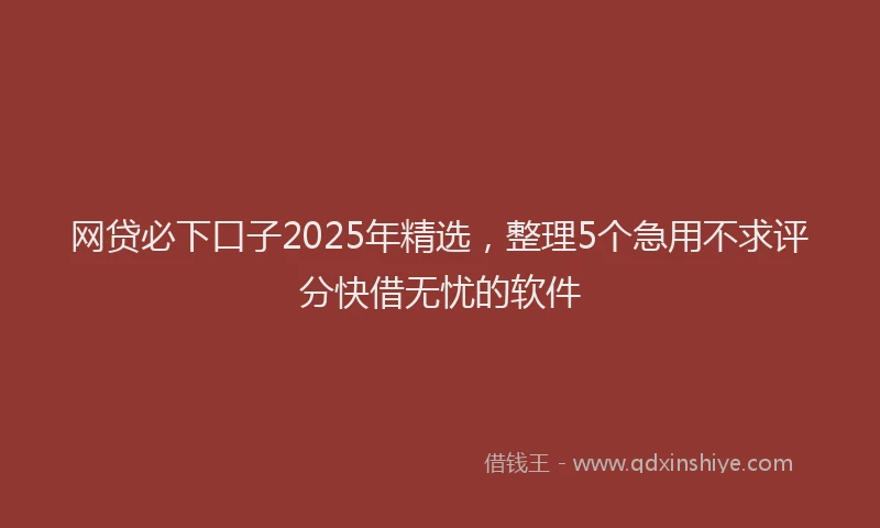 网贷必下口子2025年精选，整理5个急用不求评分快借无忧的软件