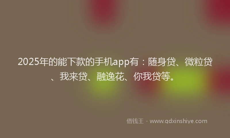 2025年的能下款的手机app有：随身贷、微粒贷、我来贷、融逸花、你我贷等。