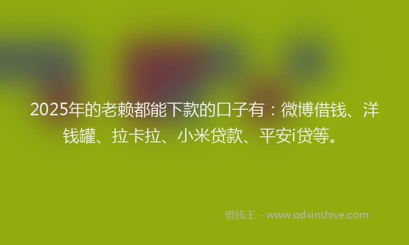 2025年的老赖都能下款的口子有：微博借钱、洋钱罐、拉卡拉、小米贷款、平安i贷等。