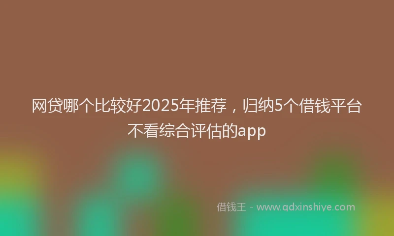 网贷哪个比较好2025年推荐，归纳5个借钱平台不看综合评估的app
