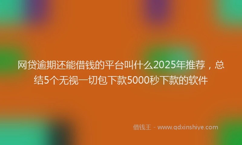 网贷逾期还能借钱的平台叫什么2025年推荐，总结5个无视一切包下款5000秒下款的软件