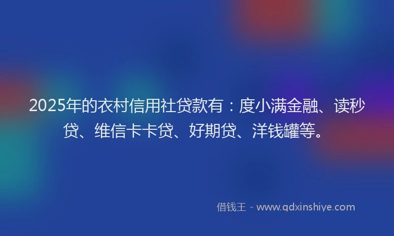 2025年的衣村信用社贷款有：度小满金融、读秒贷、维信卡卡贷、好期贷、洋钱罐等。