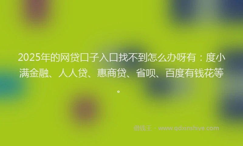 2025年的网贷口子入口找不到怎么办呀有：度小满金融、人人贷、惠商贷、省呗、百度有钱花等。