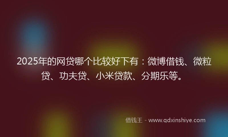 2025年的网贷哪个比较好下有：微博借钱、微粒贷、功夫贷、小米贷款、分期乐等。