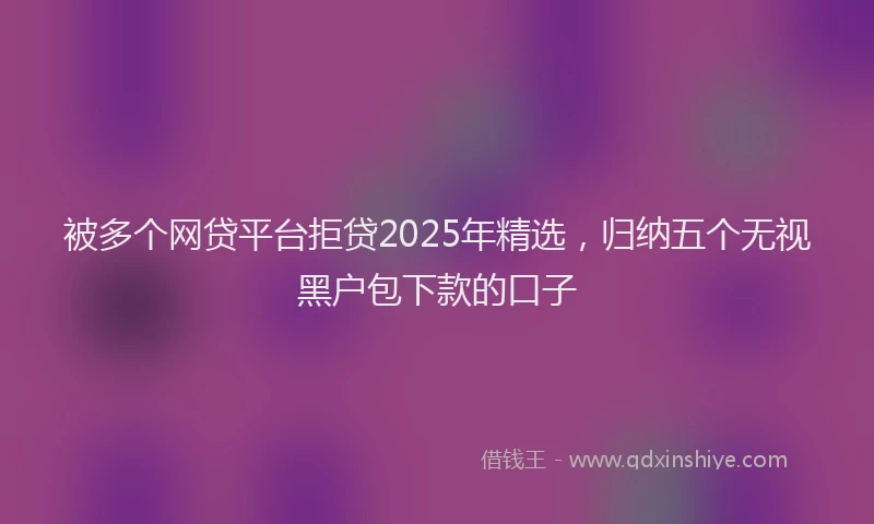 被多个网贷平台拒贷2025年精选，归纳五个无视黑户包下款的口子