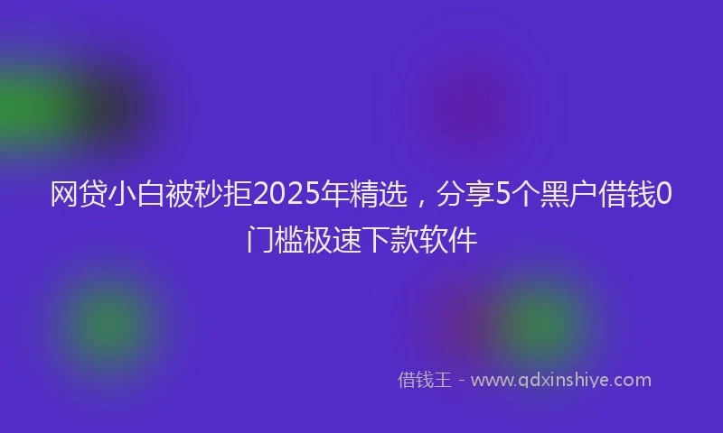 网贷小白被秒拒2025年精选，分享5个黑户借钱0门槛极速下款软件