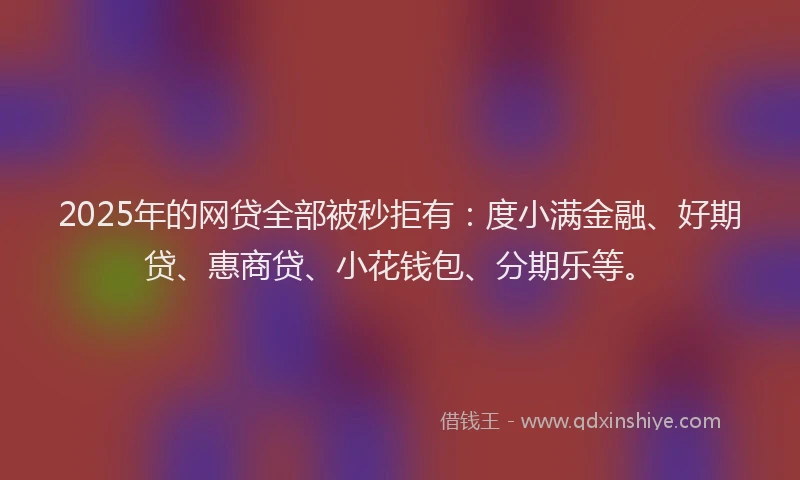 2025年的网贷全部被秒拒有：度小满金融、好期贷、惠商贷、小花钱包、分期乐等。
