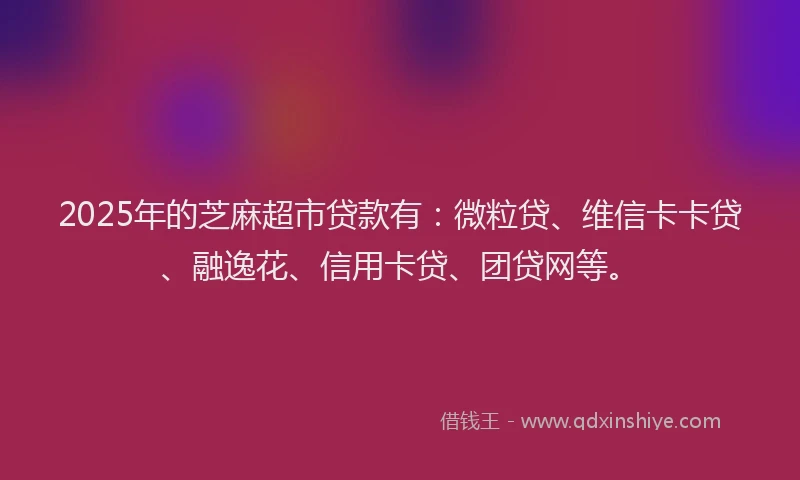 2025年的芝麻超市贷款有：微粒贷、维信卡卡贷、融逸花、信用卡贷、团贷网等。