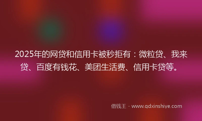 2025年的网贷和信用卡被秒拒有：微粒贷、我来贷、百度有钱花、美团生活费、信用卡贷等。