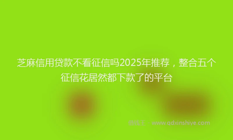 芝麻信用贷款不看征信吗2025年推荐，整合五个征信花居然都下款了的平台