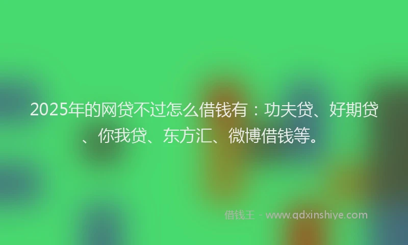 2025年的网贷不过怎么借钱有：功夫贷、好期贷、你我贷、东方汇、微博借钱等。