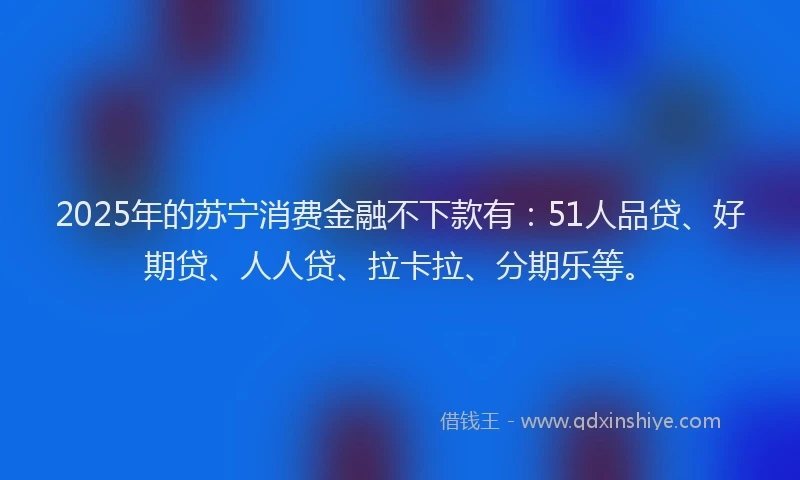 2025年的苏宁消费金融不下款有：51人品贷、好期贷、人人贷、拉卡拉、分期乐等。
