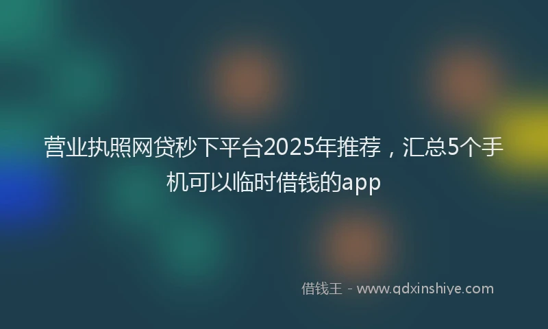 营业执照网贷秒下平台2025年推荐，汇总5个手机可以临时借钱的app