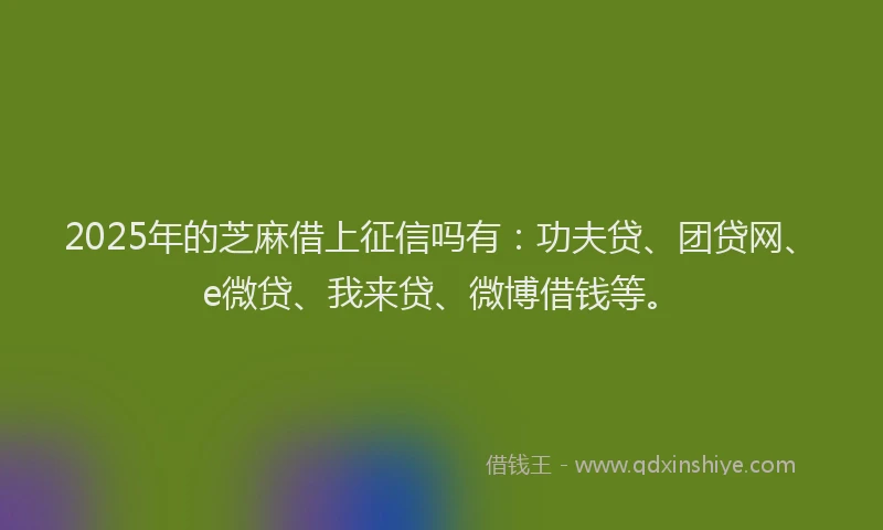 2025年的芝麻借上征信吗有：功夫贷、团贷网、e微贷、我来贷、微博借钱等。
