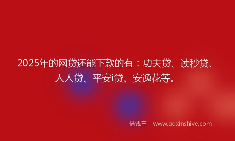 2025年的网贷还能下款的有：功夫贷、读秒贷、人人贷、平安i贷、安逸花等。