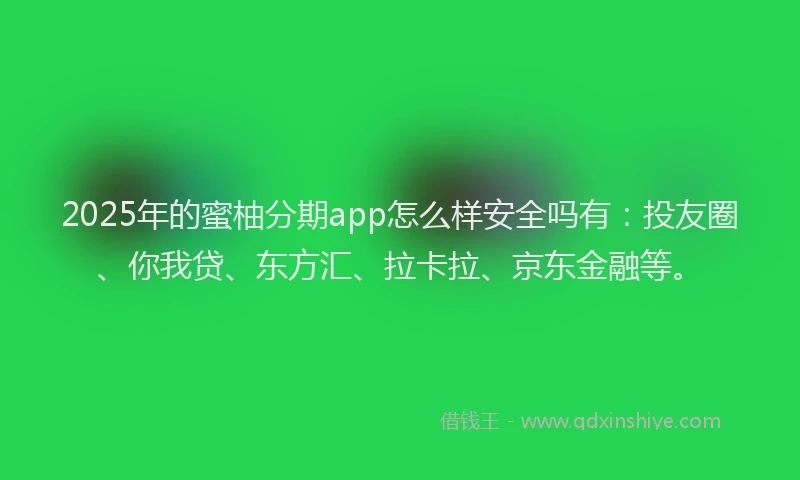 2025年的蜜柚分期app怎么样安全吗有：投友圈、你我贷、东方汇、拉卡拉、京东金融等。