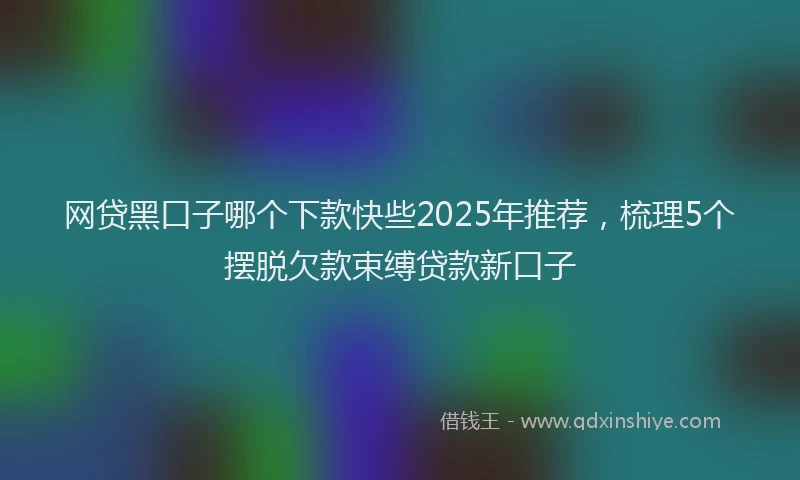 网贷黑口子哪个下款快些2025年推荐，梳理5个摆脱欠款束缚贷款新口子