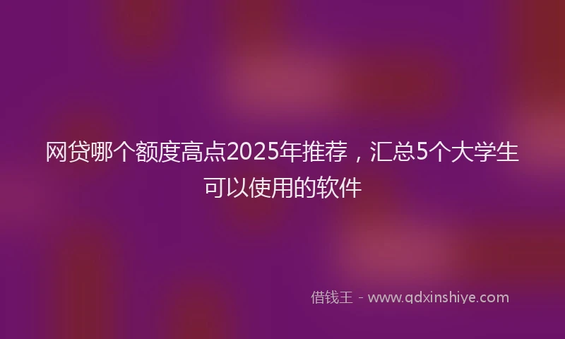 网贷哪个额度高点2025年推荐，汇总5个大学生可以使用的软件
