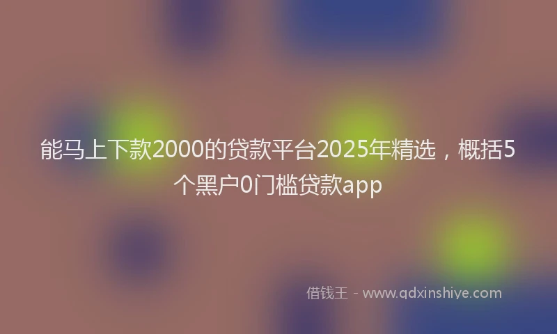 能马上下款2000的贷款平台2025年精选，概括5个黑户0门槛贷款app