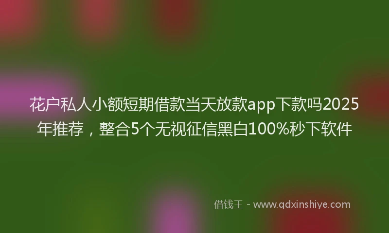 花户私人小额短期借款当天放款app下款吗2025年推荐，整合5个无视征信黑白100%秒下软件