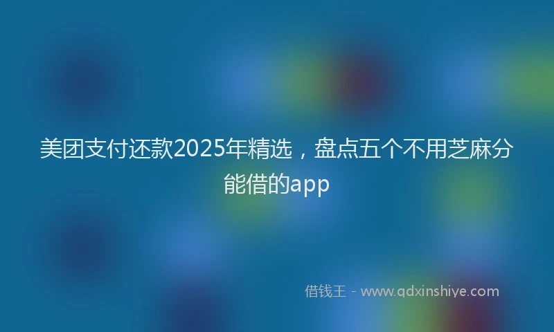美团支付还款2025年精选，盘点五个不用芝麻分能借的app