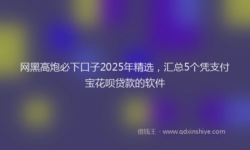 网黑高炮必下口子2025年精选，汇总5个凭支付宝花呗贷款的软件