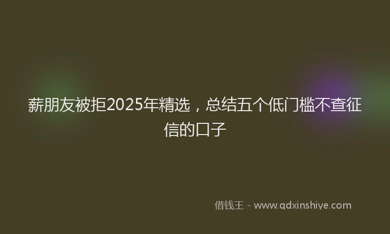 薪朋友被拒2025年精选，总结五个低门槛不查征信的口子