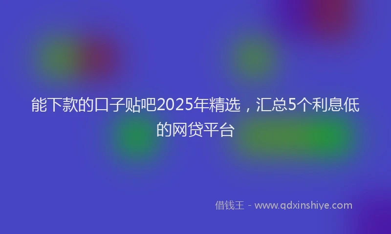 能下款的口子贴吧2025年精选，汇总5个利息低的网贷平台