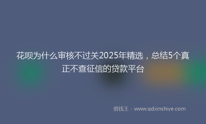 花呗为什么审核不过关2025年精选，总结5个真正不查征信的贷款平台