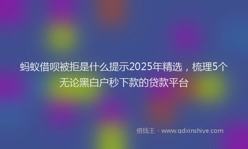 蚂蚁借呗被拒是什么提示2025年精选，梳理5个无论黑白户秒下款的贷款平台