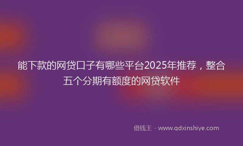 能下款的网贷口子有哪些平台2025年推荐，整合五个分期有额度的网贷软件