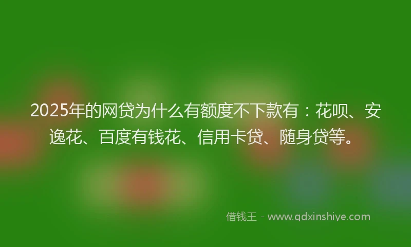 2025年的网贷为什么有额度不下款有：花呗、安逸花、百度有钱花、信用卡贷、随身贷等。