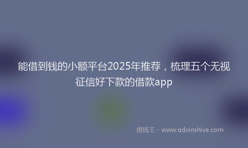 能借到钱的小额平台2025年推荐，梳理五个无视征信好下款的借款app