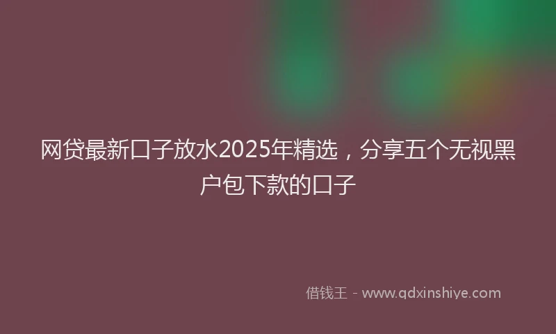 网贷最新口子放水2025年精选，分享五个无视黑户包下款的口子