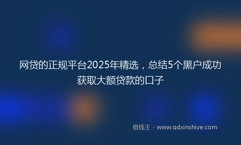 网贷的正规平台2025年精选，总结5个黑户成功获取大额贷款的口子
