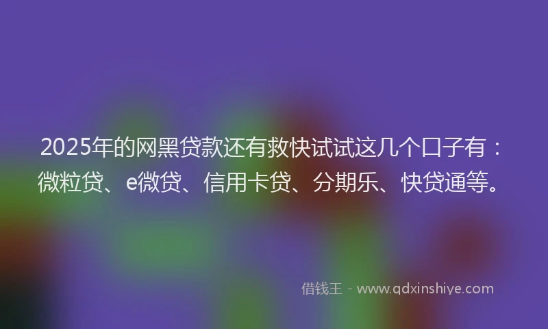 2025年的网黑贷款还有救快试试这几个口子有：微粒贷、e微贷、信用卡贷、分期乐、快贷通等。
