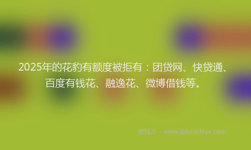 2025年的花豹有额度被拒有：团贷网、快贷通、百度有钱花、融逸花、微博借钱等。