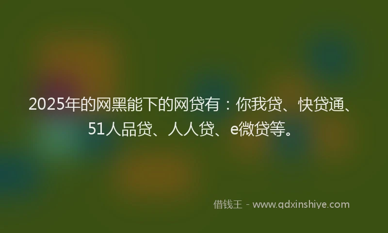 2025年的网黑能下的网贷有：你我贷、快贷通、51人品贷、人人贷、e微贷等。