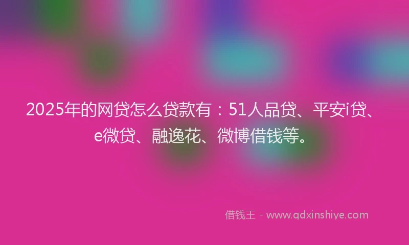 2025年的网贷怎么贷款有：51人品贷、平安i贷、e微贷、融逸花、微博借钱等。