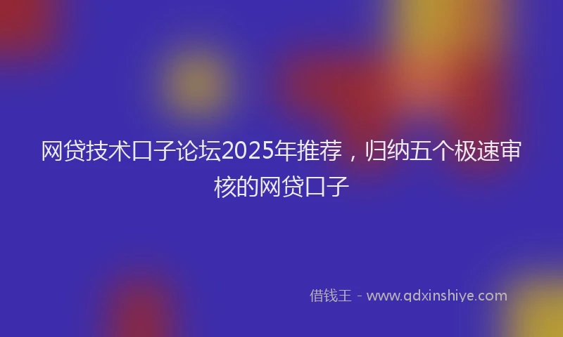 网贷技术口子论坛2025年推荐，归纳五个极速审核的网贷口子