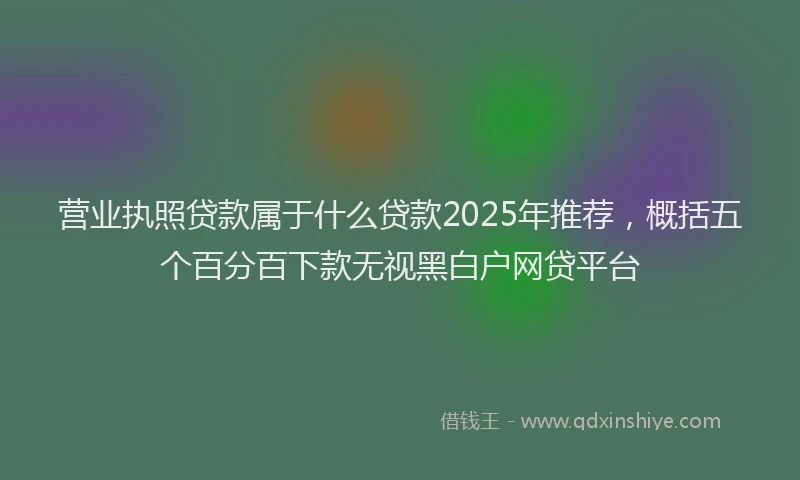 营业执照贷款属于什么贷款2025年推荐，概括五个百分百下款无视黑白户网贷平台