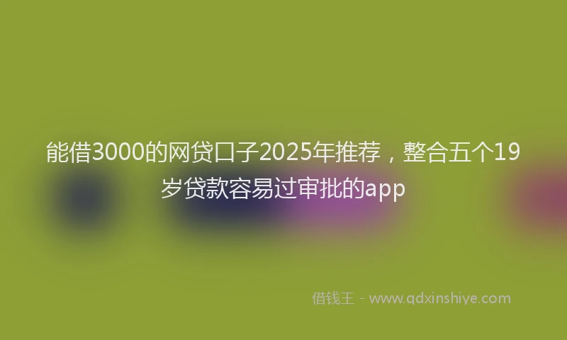能借3000的网贷口子2025年推荐，整合五个19岁贷款容易过审批的app