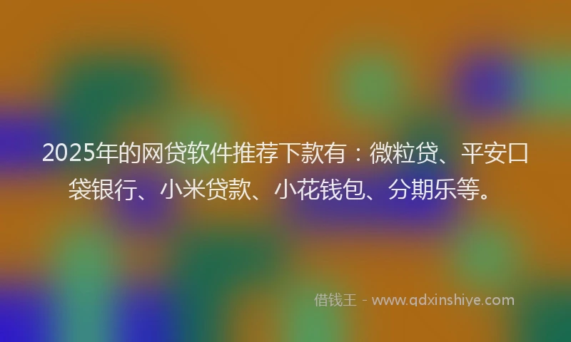 2025年的网贷软件推荐下款有：微粒贷、平安口袋银行、小米贷款、小花钱包、分期乐等。